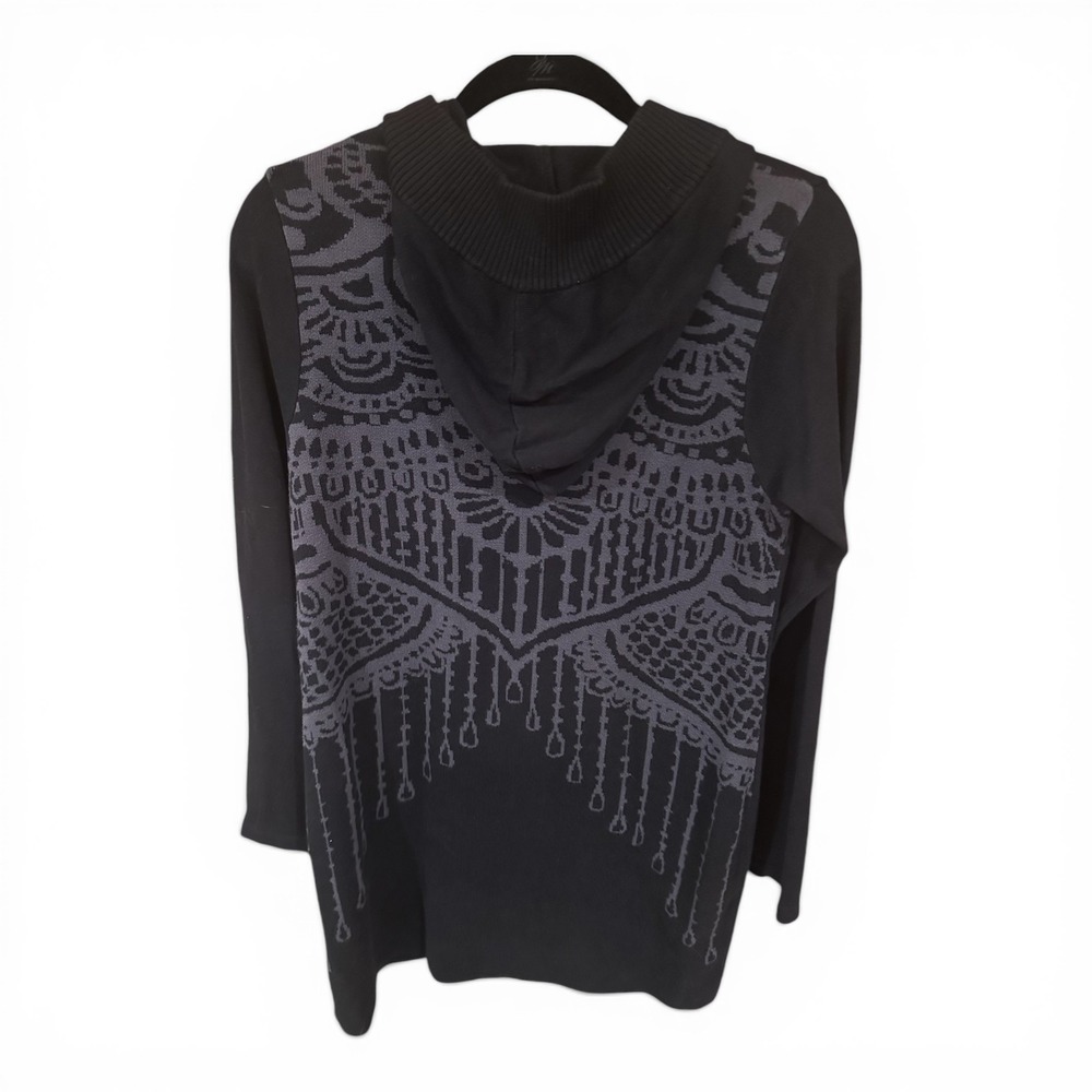 prAna Misha Zip Hoodie‎ Sweater Cardigan Organic Cotton Boho Mandala Black S